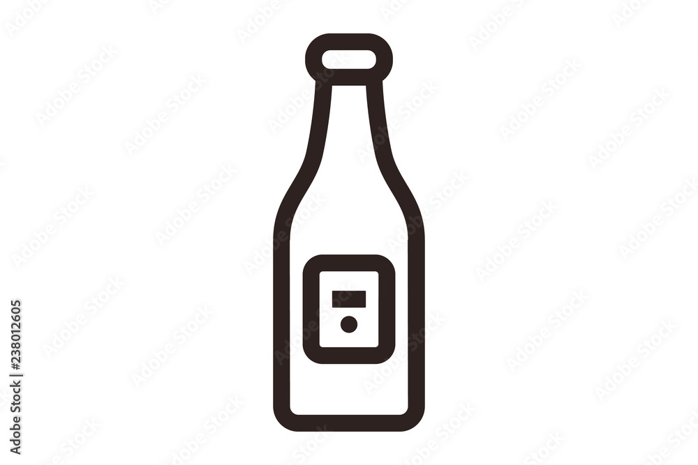 glass beer bottle, a flat color icon glass beer bottle, a flat color icon
