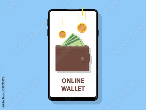 Online income money in electronic wallet vector illustration