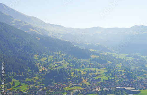 Alpine peaks of Grindelwald and Jungfrau. Landskape background of Bernese highland. Alps, tourism, journey, hiking concept.