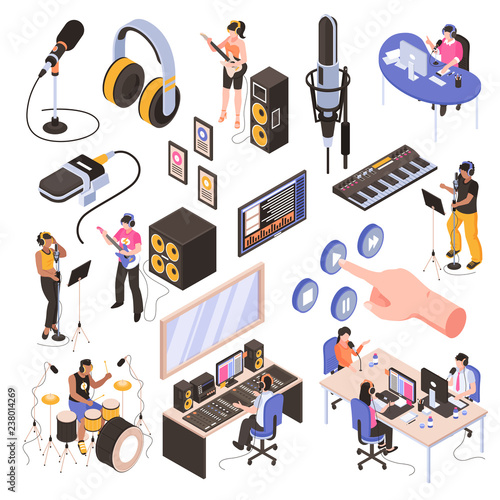Audio Studio Isometric Set 