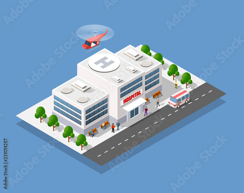 Hospital Isometric 3d Building
