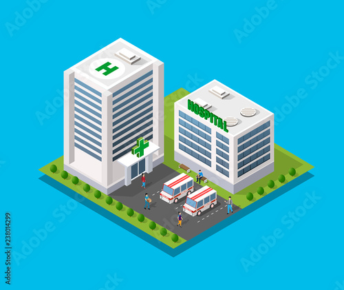Hospital Isometric 3d Building