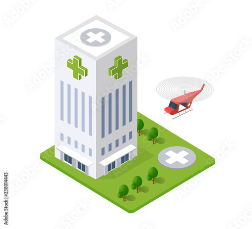 Hospital Isometric 3d Building