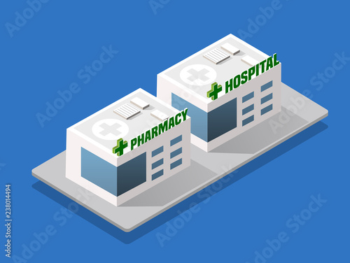 Hospital Isometric 3d Building