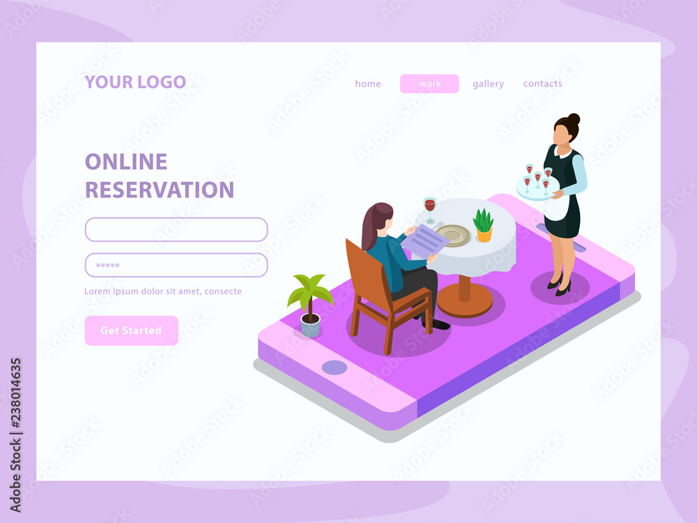 Waiter Isometric Web Page Waiter Isometric Web Page