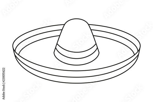 Line art black and white sombrero