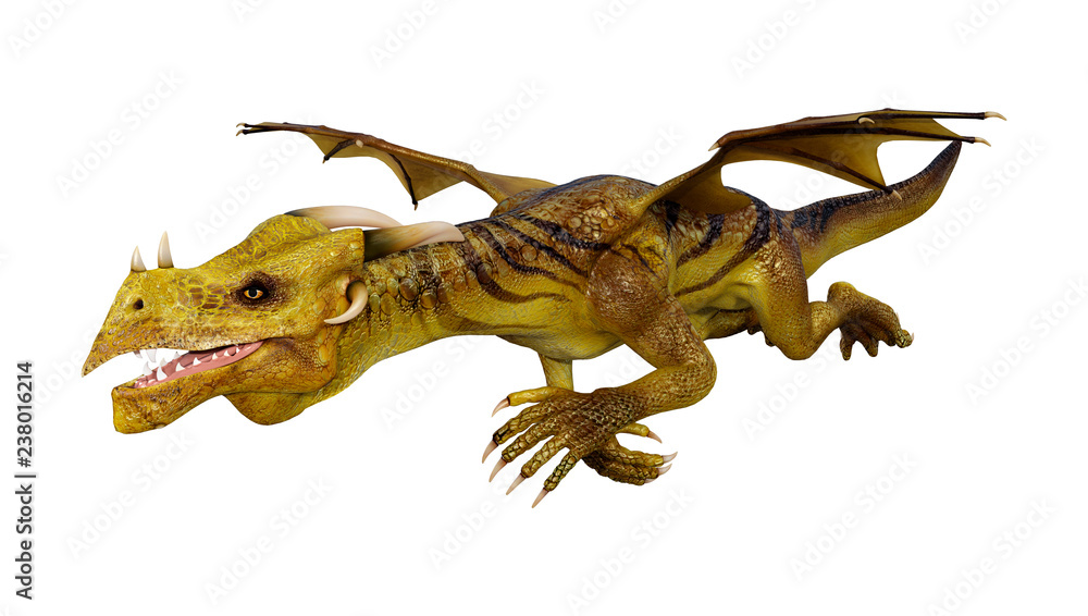 3D Rendering Fairy Tale Dragon on White 3D Rendering Fairy Tale Dragon on White