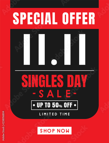 november 11 singles day sale banner vector photo