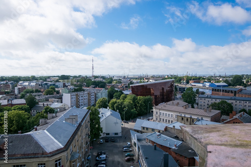 The view of Liepaja city with port area photo