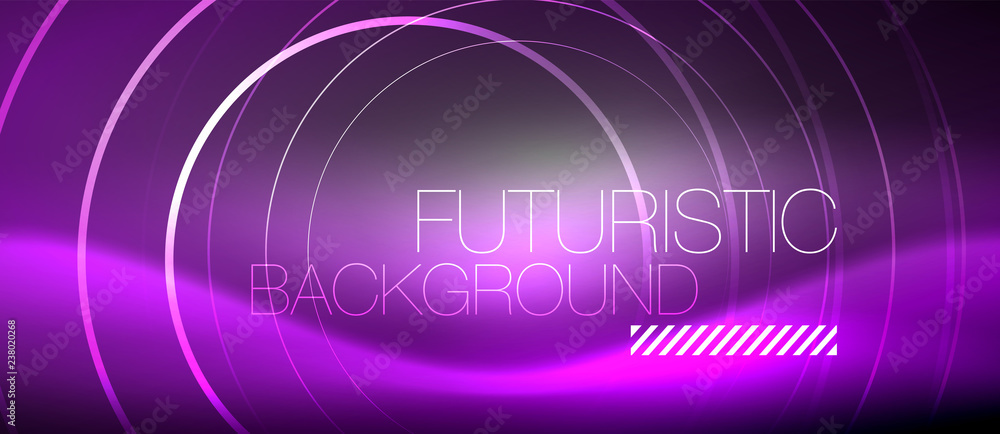 Neon circles abstract background, shiny lines Neon circles abstract background, shiny lines
