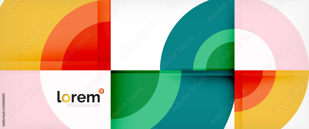 Modern geometric circles abstract background, colorful round shapes with shadow effects Modern geometric circles abstract background, colorful round shapes with shadow effects