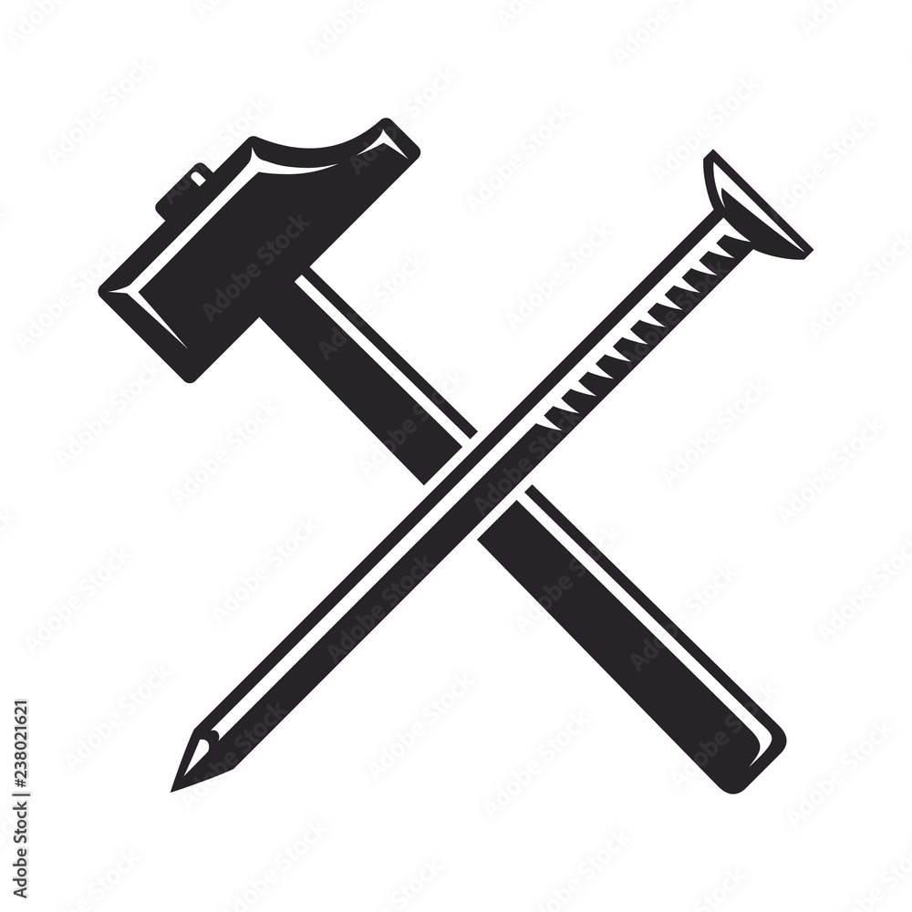 Hammer, nails and square on wooden background. Top view DIY tools image  Stock Photo - Alamy