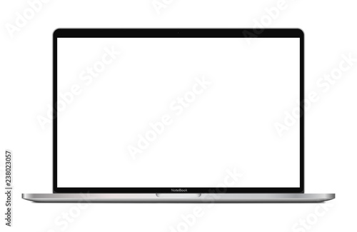 Laptop with blank screen isolated