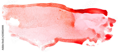 red watercolor stain on white background isolated water stains with paint. hand drawing.