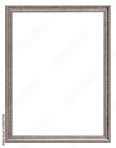 Silver frame for paintings, mirrors or photo isolated on white background 