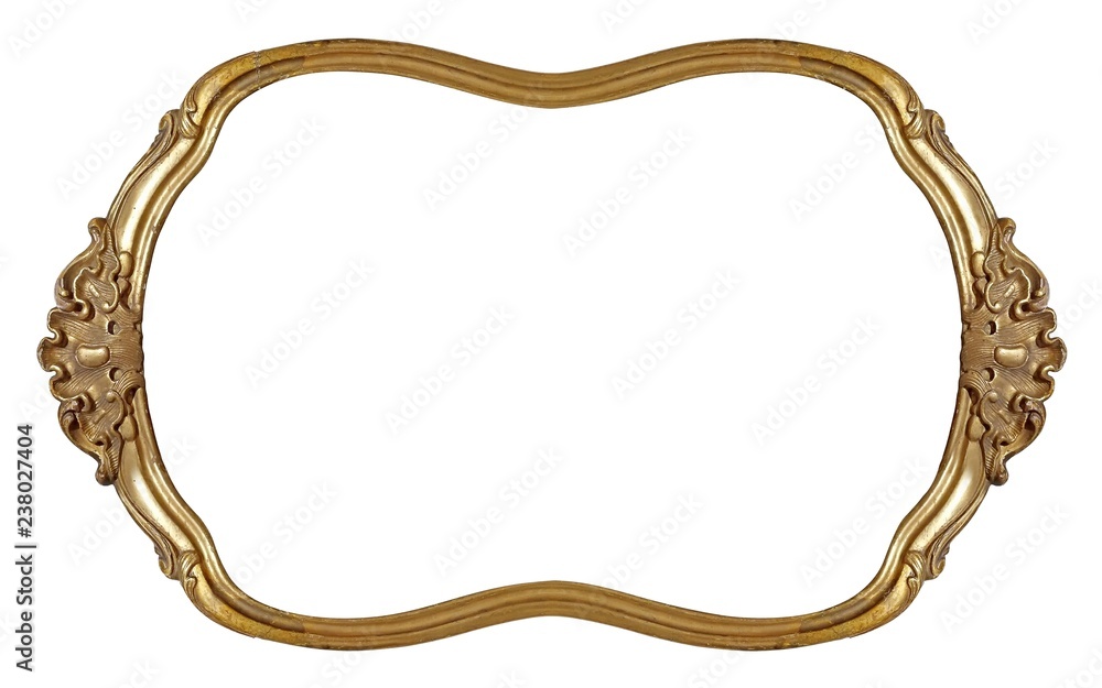 Golden frame for paintings, mirrors or photo isolated on white background Golden frame for paintings, mirrors or photo isolated on white background