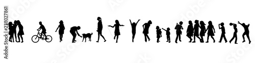 Banner  editable silhouettes of children in various poses.
