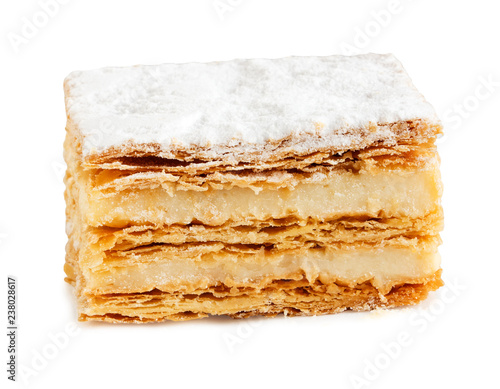 Canvas Print piece of cake napoleon isolated on white background