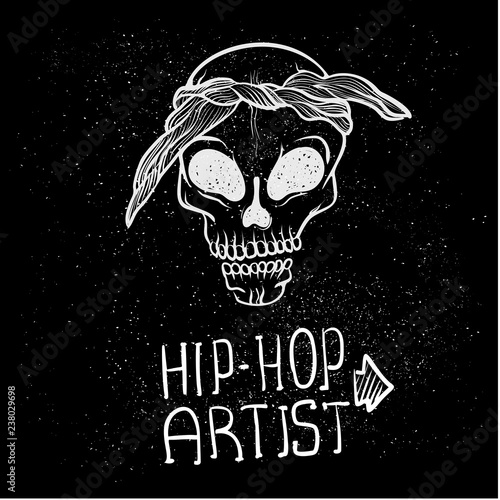 Urban Street hip hop gangsta rapper, skull in bandana