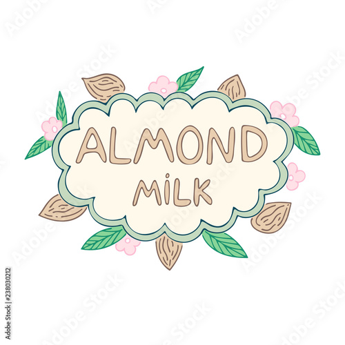 Almond milk label vector illustration