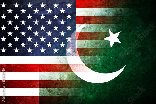 USA and Pakistan grunge flag mix