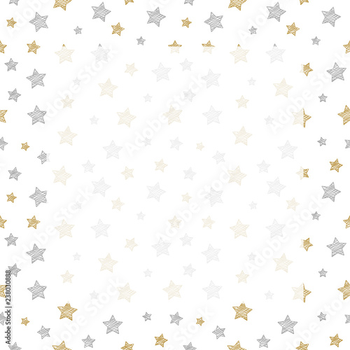 Layout of Christmas greeting card with decorative stars. Vector.