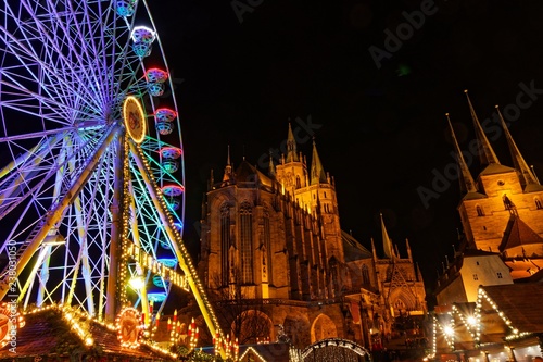 Canvas Print Weihnachtsmarkt in Erfurt auf dem Domplatz