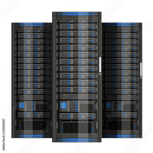 Illustration of Network Server with Flat Design