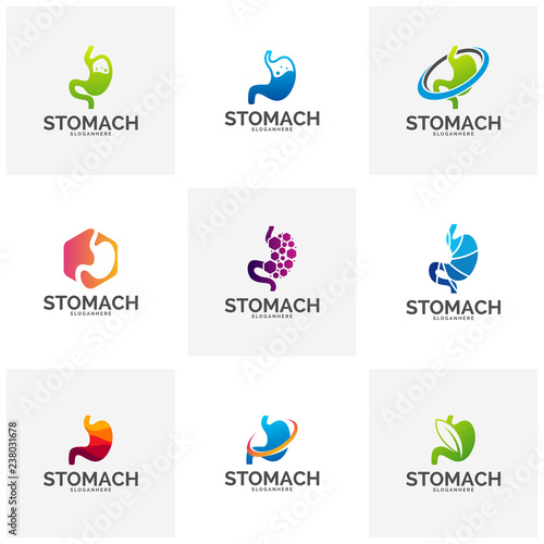 Set of Stomach Logo Template Design Vector, Stomach Care logo Design Concept Vector