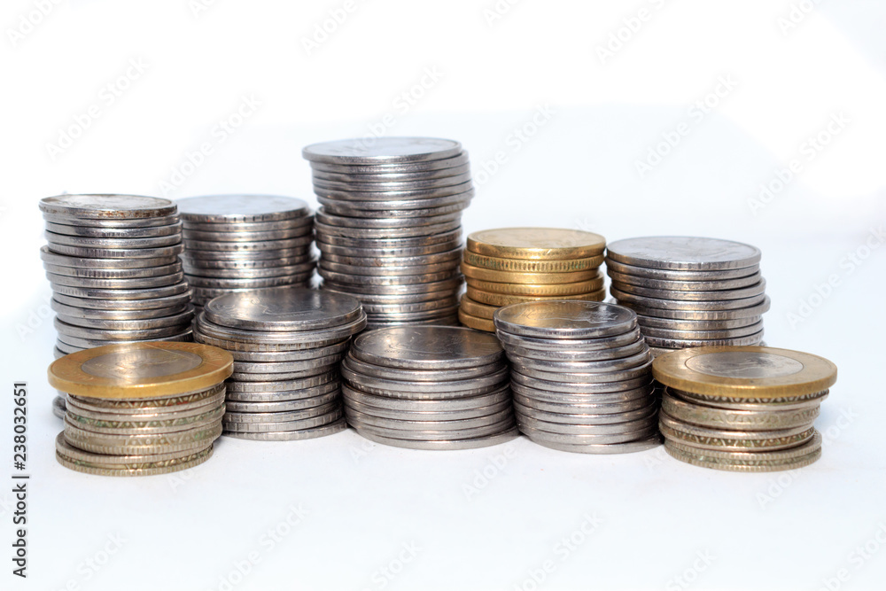 Stock pile of Hundred number 1, 10, 5 Indian rupee metal coin currency on isolated background. Financial, economy, investment concept. Banking and exchange object. Stock pile of Hundred number 1, 10, 5 Indian rupee metal coin currency on isolated background. Financial, economy, investment concept. Banking and exchange object.