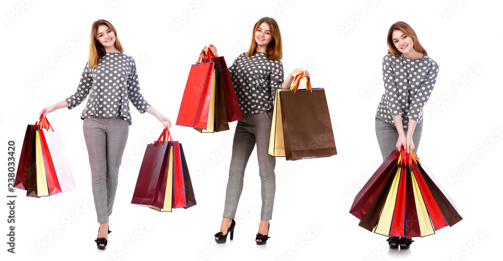 Young brunette women with some shopping bags