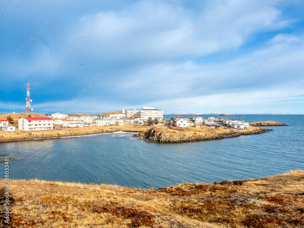 Seascape view at Stykkisholmur church hill, Iceland Seascape view at Stykkisholmur church hill, Iceland