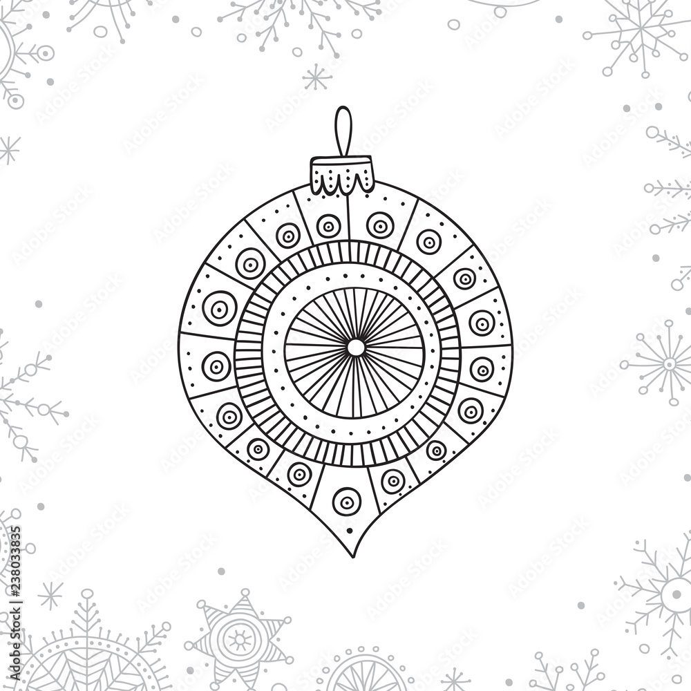 Vector Christmas coloring tree decoration bauble