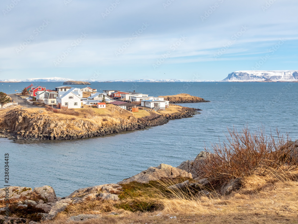 Seascape view at Stykkisholmur church hill, Iceland