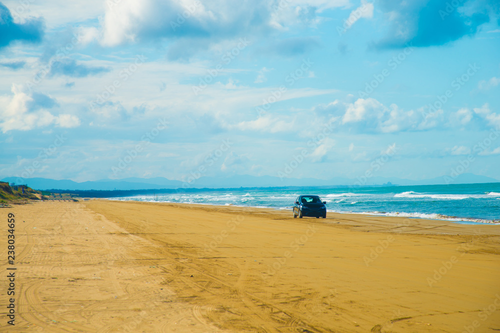 Chirihama Nagisa Drive way in Ishikawa, Japan. Japan's only beach you can drive by the car. Chirihama Nagisa Drive way in Ishikawa, Japan. Japan's only beach you can drive by the car.