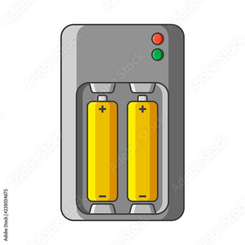 Charger icon for AA and AAA type batteries. Vector illustration on white background. Isolated drawing