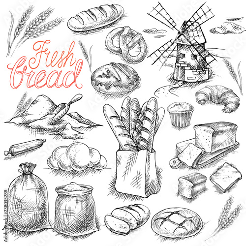 Set of fresh bread.
