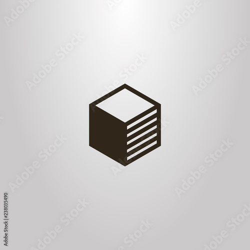 black and white simple vector flat art geometric outline sign of cubical shape