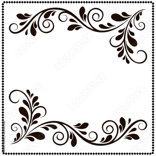 black and white border frame with floral patterns