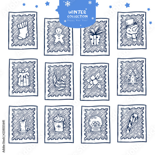 Christmas postage stamp stickers