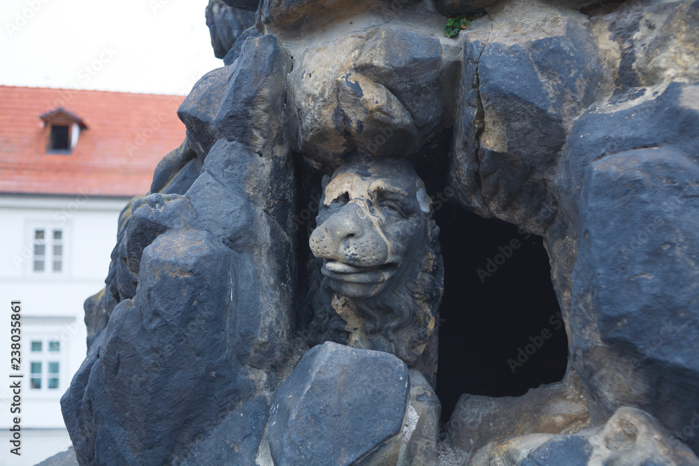 Obraz premium Czech Republic. Prague. Element of the sculpture of St. Vitus. Dog face