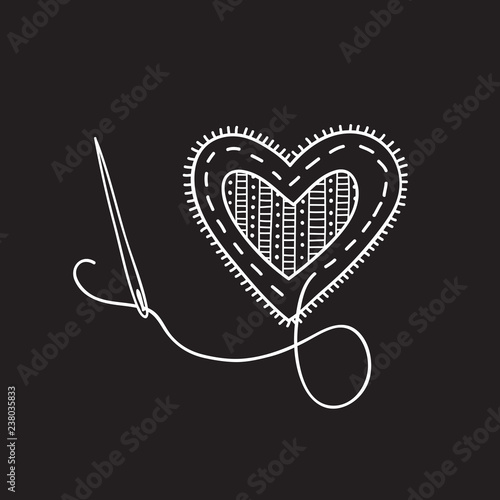 Vector sewing heart