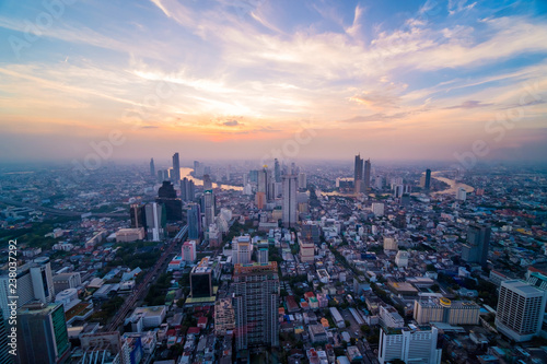 Cityscape sunset aerial view from top building, Aerial view of Bangkok city in Thailand © CK