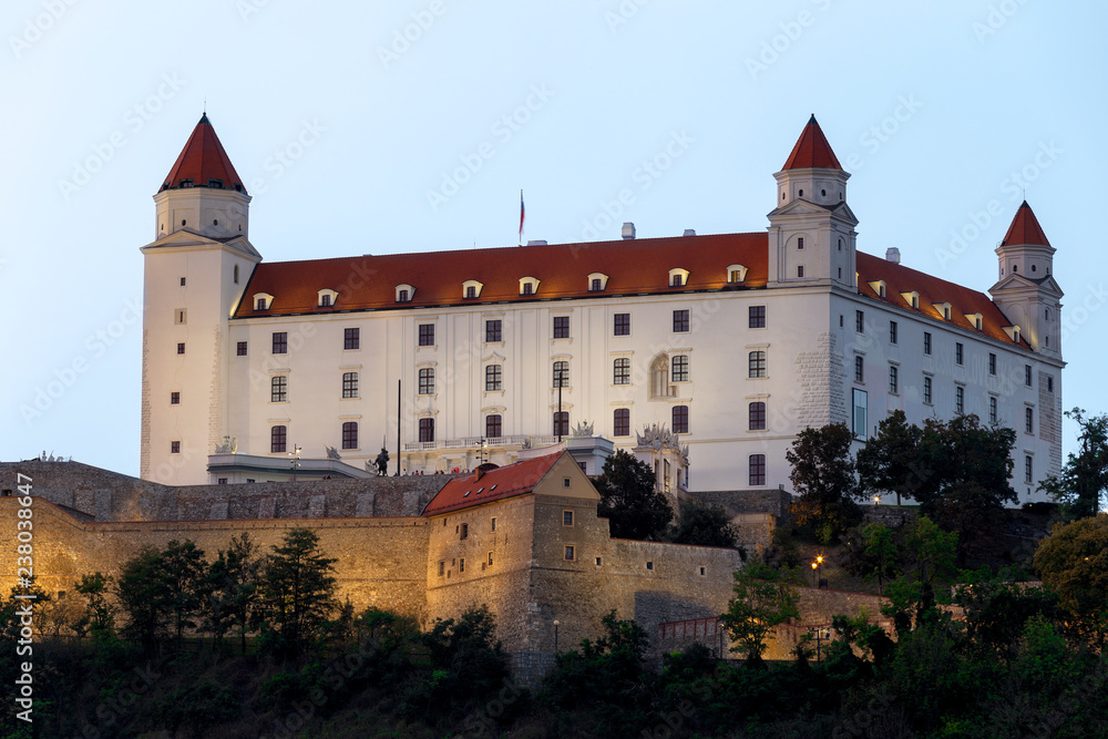 Bratislava castle a evening during autumn