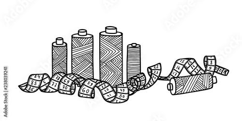 Vector illustration of needlework, sewing  tools.