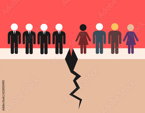Class struggle, warfare and conflict between people and upper class - polticians, businessmen, rich people. Social gap in the disintegrated society. Vector illustration