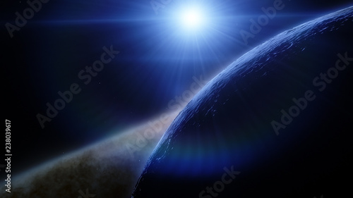 Planet in the space. Colorful art. Solar system. Gradient color. Space wallpaper. Elements of this image furnished by NASA