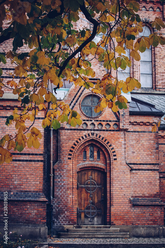 old church in the autumn season. Norway, Oslo.