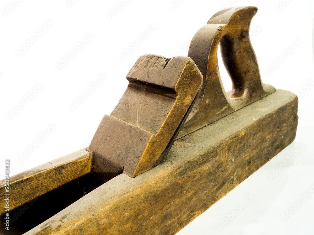 Old used wooden Jack planes on white background Old used wooden Jack planes on white background