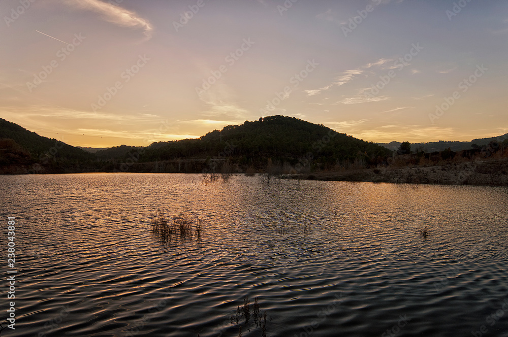 Fototapeta premium Sunset and small reservoir